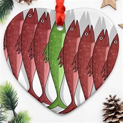 Mackerel Military 2 Ornament (heart)  by Valentinaart