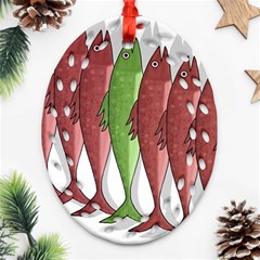 Mackerel Military 2 Ornament (oval Filigree)  by Valentinaart