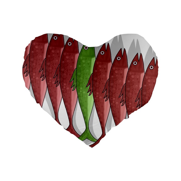 Mackerel military 2 Standard 16  Premium Flano Heart Shape Cushions