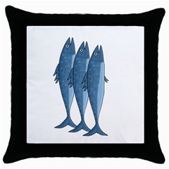 Mackerel Throw Pillow Case (black)