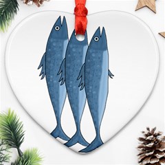 Mackerel Heart Ornament (2 Sides)