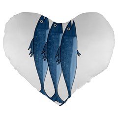 Mackerel Large 19  Premium Heart Shape Cushions