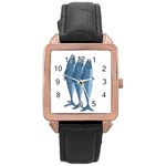 Mackerel Rose Gold Leather Watch  Front