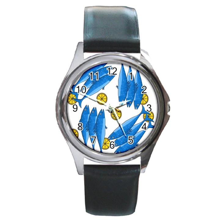 Mackerel meal 2 Round Metal Watch