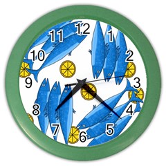 Mackerel Meal 2 Color Wall Clocks