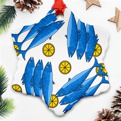 Mackerel Meal 2 Snowflake Ornament (2-side) by Valentinaart