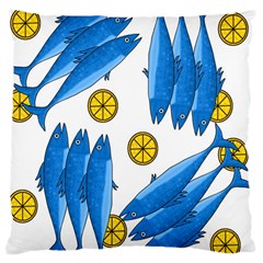 Mackerel Meal 2 Large Cushion Case (one Side) by Valentinaart