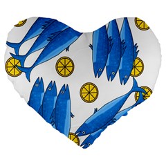 Mackerel Meal 2 Large 19  Premium Heart Shape Cushions