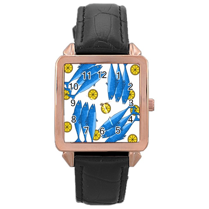 Mackerel meal 2 Rose Gold Leather Watch 