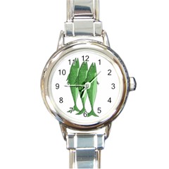 Mackerel - Green Round Italian Charm Watch by Valentinaart