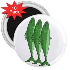 Mackerel - Green 3  Magnets (10 Pack) 