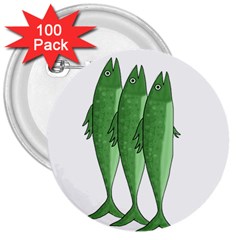 Mackerel - Green 3  Buttons (100 Pack) 