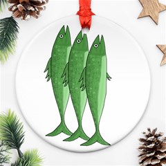 Mackerel - Green Round Ornament (two Sides) 