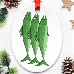 Mackerel - Green Oval Ornament (two Sides)