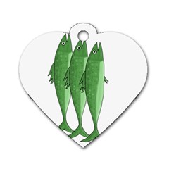 Mackerel - Green Dog Tag Heart (one Side)