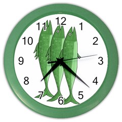 Mackerel - Green Color Wall Clocks