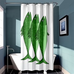 Mackerel - Green Shower Curtain 36  X 72  (stall)  by Valentinaart