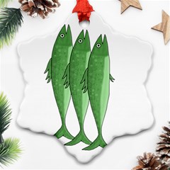 Mackerel - Green Ornament (snowflake)  by Valentinaart