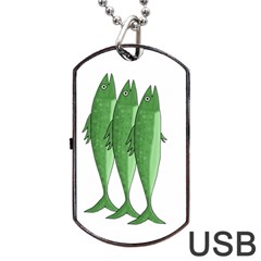 Mackerel - Green Dog Tag Usb Flash (one Side) by Valentinaart