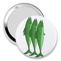 Mackerel - Green 3  Handbag Mirrors by Valentinaart