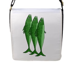 Mackerel - Green Flap Messenger Bag (l)  by Valentinaart