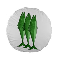 Mackerel - Green Standard 15  Premium Flano Round Cushions