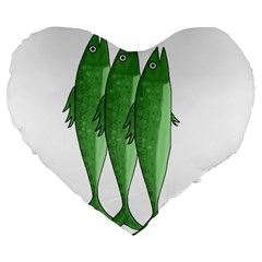 Mackerel - Green Large 19  Premium Flano Heart Shape Cushions