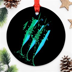 Green Fish Ornament (round)  by Valentinaart