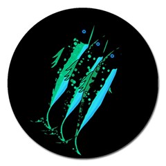 Green Fish Magnet 5  (round)