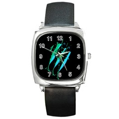 Green Fish Square Metal Watch