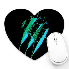 Green Fish Heart Mousepads by Valentinaart