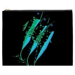 Green Fish Cosmetic Bag (xxxl)  by Valentinaart