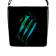 Green Fish Flap Messenger Bag (l)  by Valentinaart