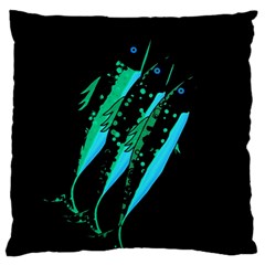 Green Fish Large Flano Cushion Case (one Side) by Valentinaart