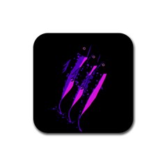 Purple Fish Rubber Square Coaster (4 Pack) 