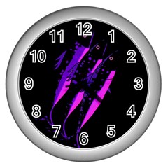 Purple Fish Wall Clocks (silver) 