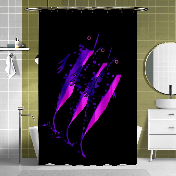 Purple fish Shower Curtain 48  x 72  (Small) 