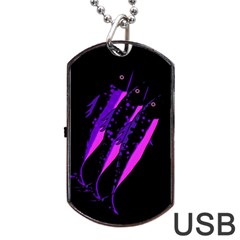 Purple Fish Dog Tag Usb Flash (one Side) by Valentinaart