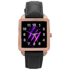 Purple Fish Rose Gold Leather Watch 