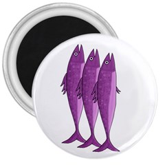 Mackerel - Magenta 3  Magnets by Valentinaart