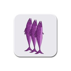 Mackerel - Magenta Rubber Square Coaster (4 Pack)  by Valentinaart