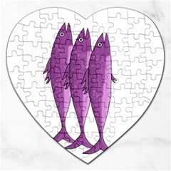 Mackerel - Magenta Jigsaw Puzzle (heart)