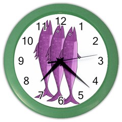 Mackerel - Magenta Color Wall Clocks