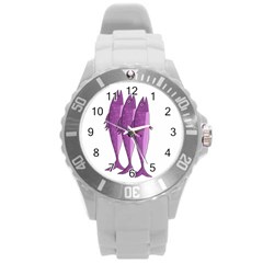 Mackerel - Magenta Round Plastic Sport Watch (l)