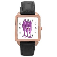 Mackerel - Magenta Rose Gold Leather Watch 