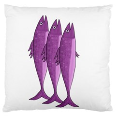 Mackerel - Magenta Large Flano Cushion Case (one Side) by Valentinaart