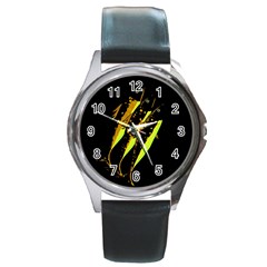 Yellow Fish Round Metal Watch