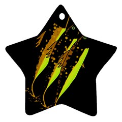 Yellow Fish Star Ornament (two Sides)  by Valentinaart