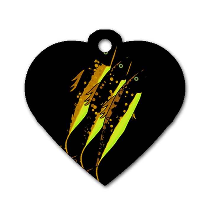 Yellow fish Dog Tag Heart (Two Sides)