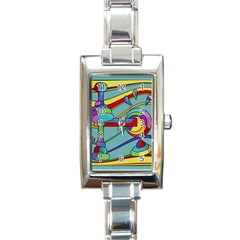 Abstract Machine Rectangle Italian Charm Watch by Valentinaart